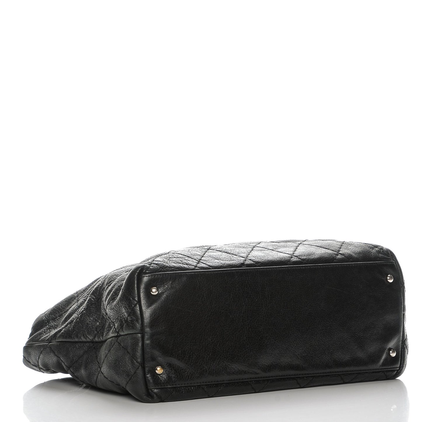 Glazed Calfskin Large On The Road Tote Black