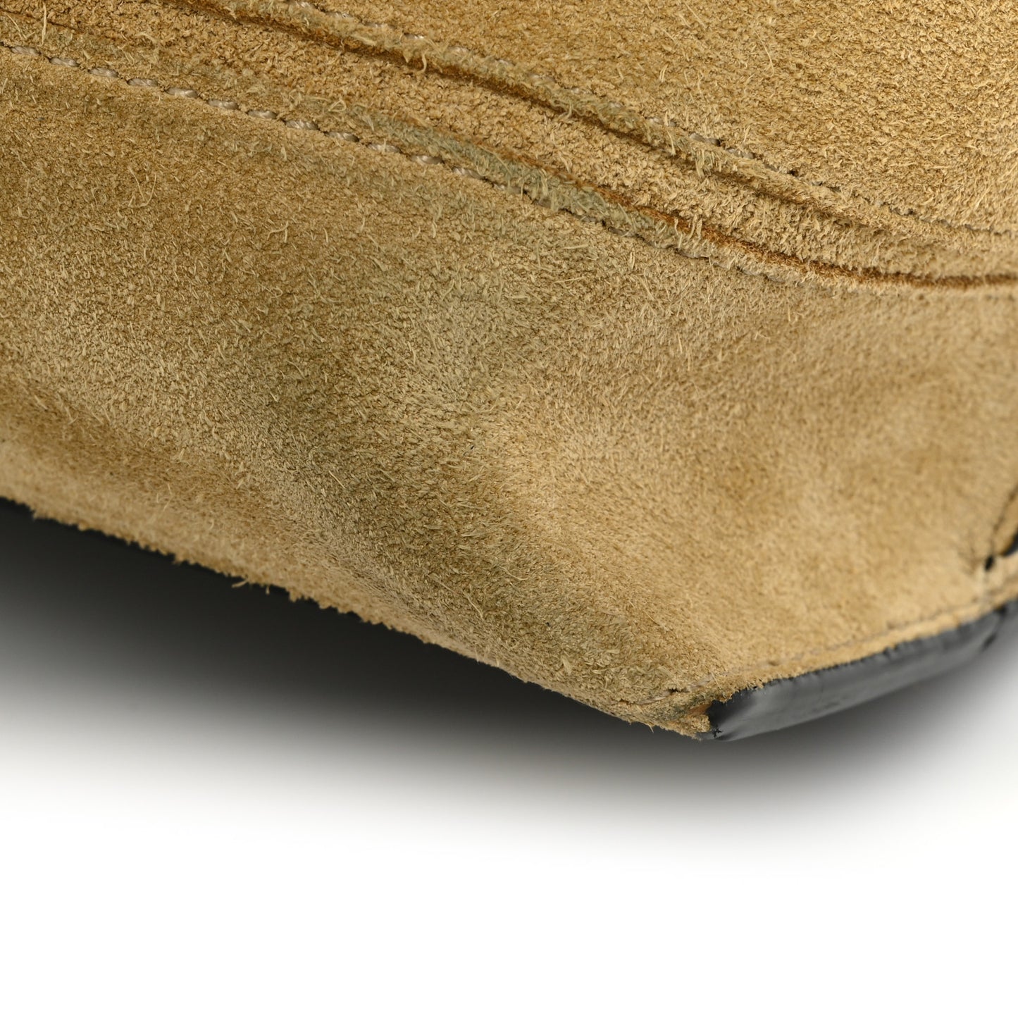 Suede Calfskin Strip Shoulder Bag Gold Black