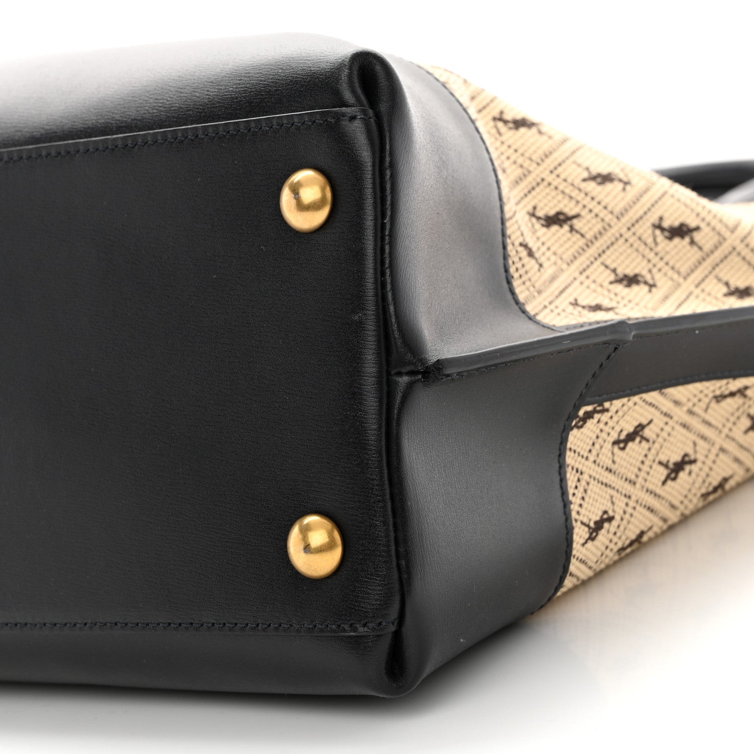 Saint Laurent Canvas All-Over Monogram Cabas Tote Beige Black 10 of 10