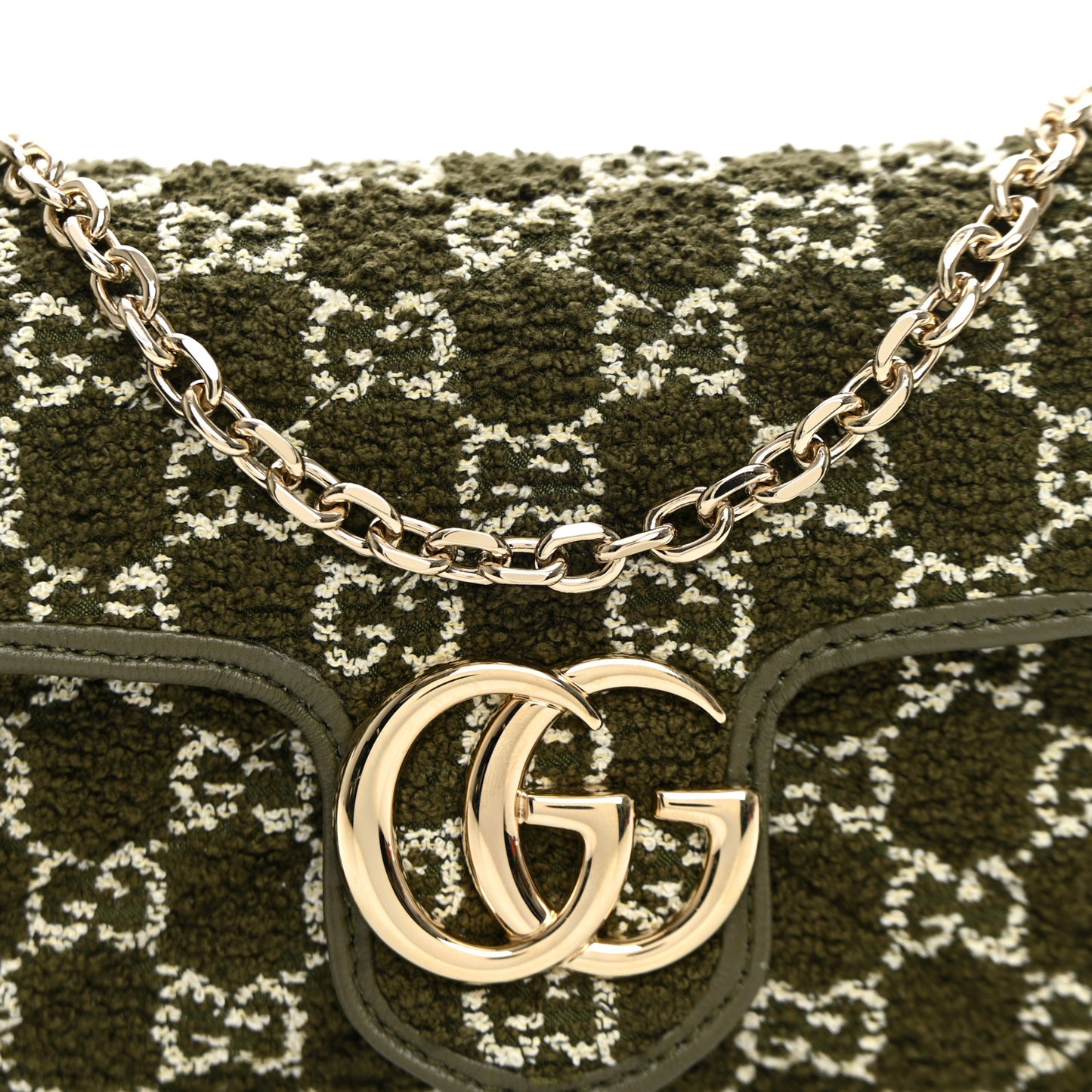 Tweed GG Monogram Mini GG Marmont Shoulder Bag Green
