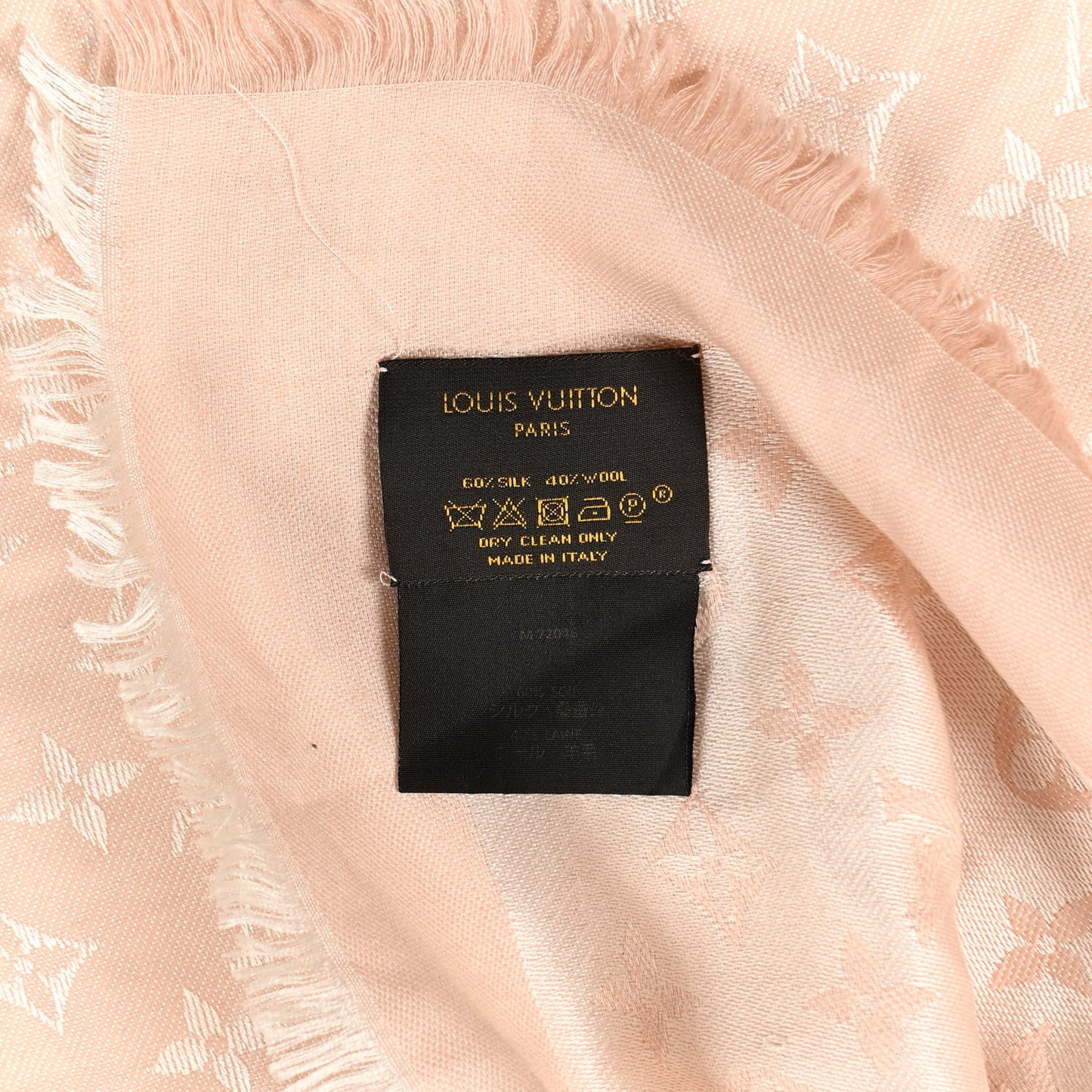 Silk Wool Monogram Shawl Rose