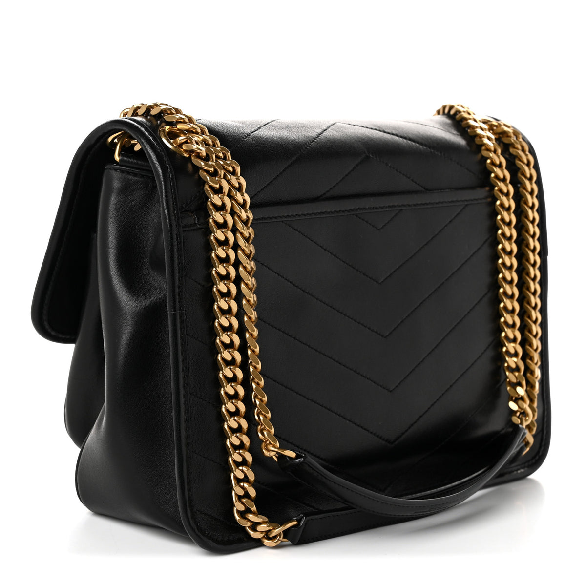 Lambskin Matelasse Monogram Medium Niki Chain Satchel Black