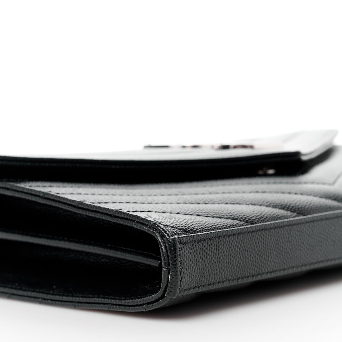 Grain De Poudre Matelasse Chevron Monogram Chain Wallet Black