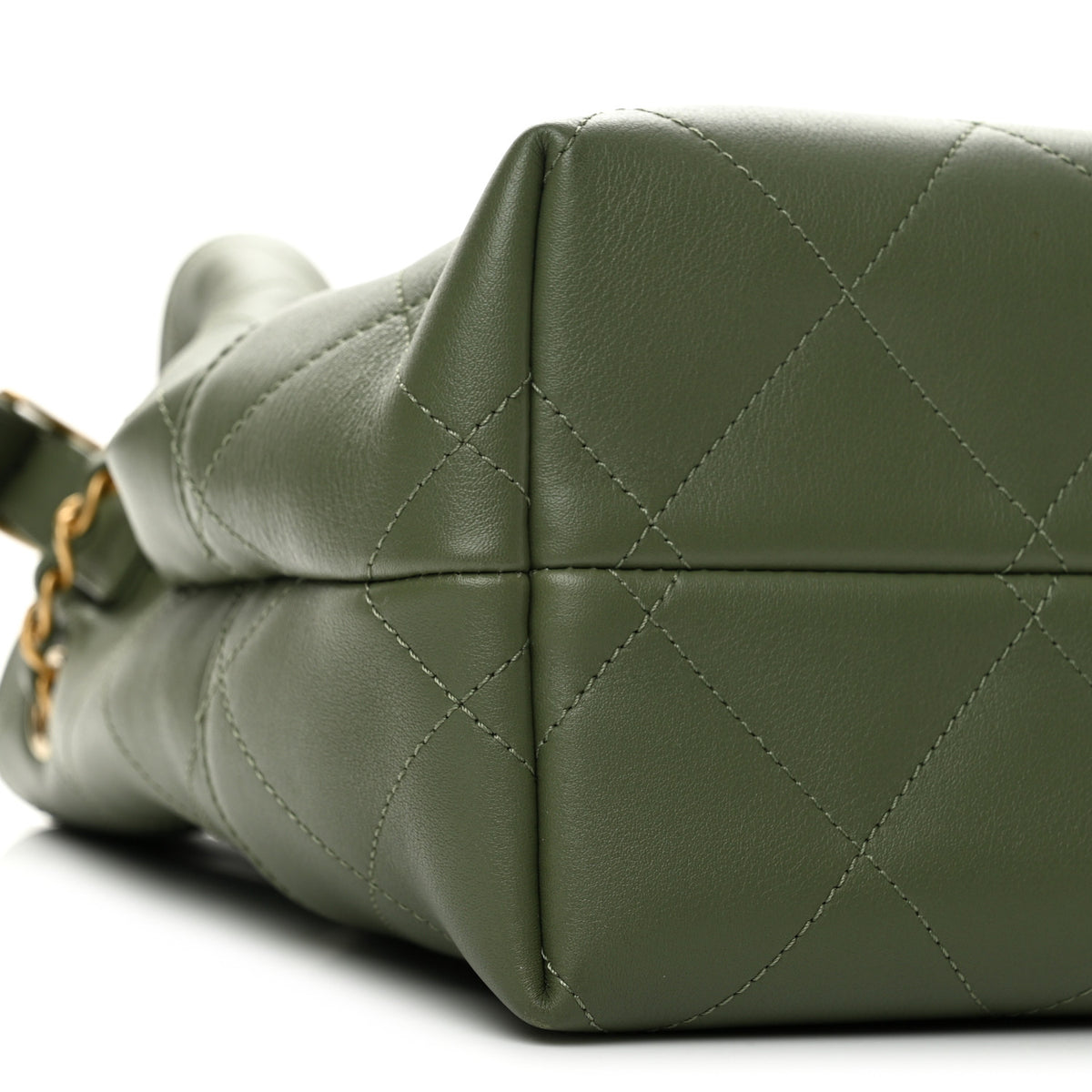 Calfskin Quilted Small Coco Base Shopping Bag Khaki