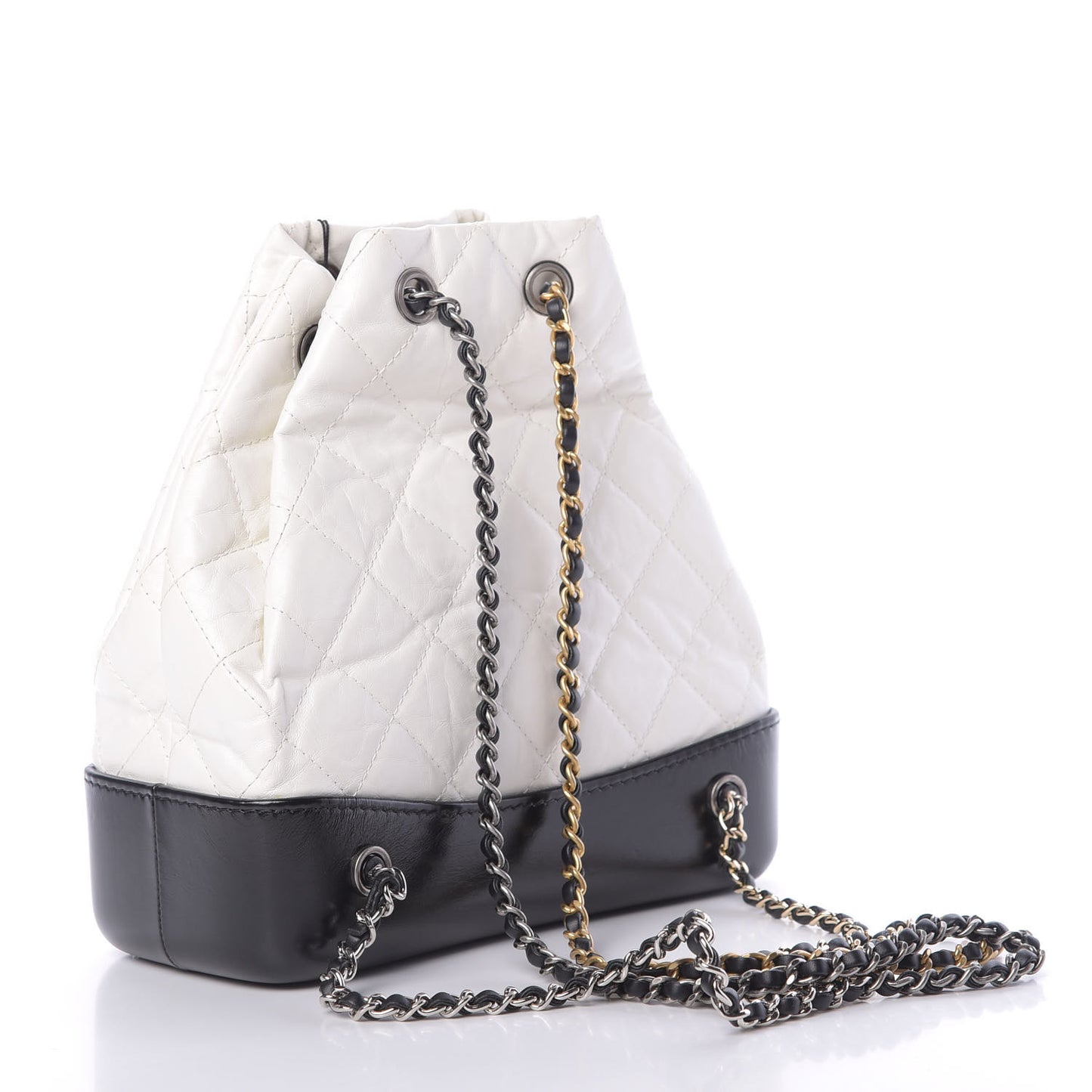 Aged Calfskin Quilted Small Gabrielle Backpack Black White