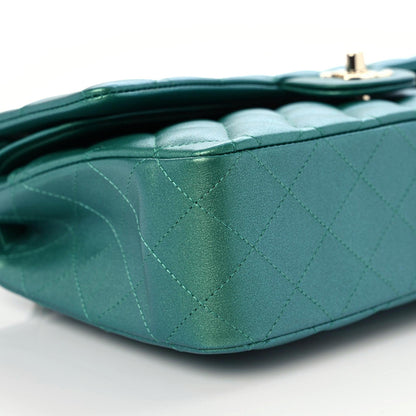 Chanel Iridescent Calfskin Quilted Medium Double Flap Green 5 of 10