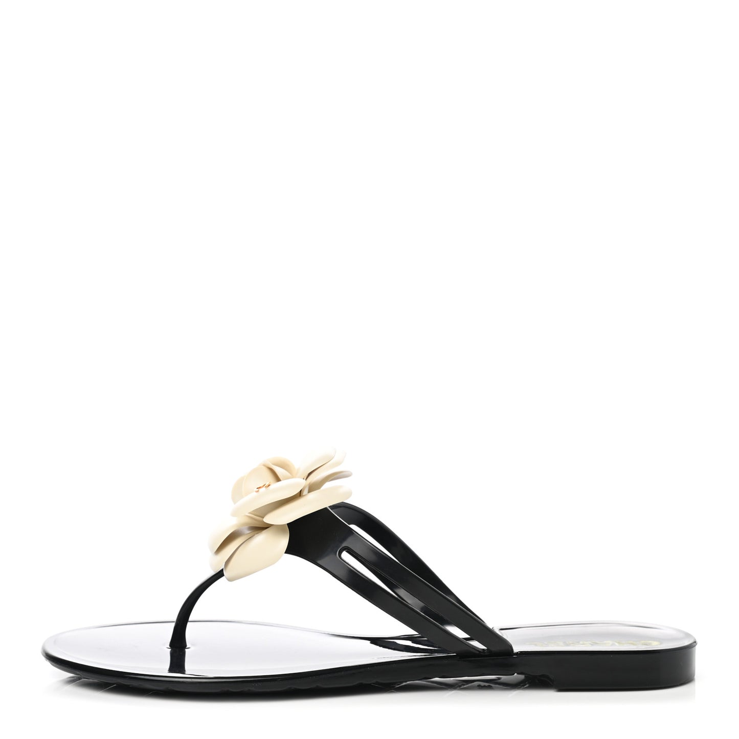 Jelly Camellia Thong Sandals 37 Black Ivory