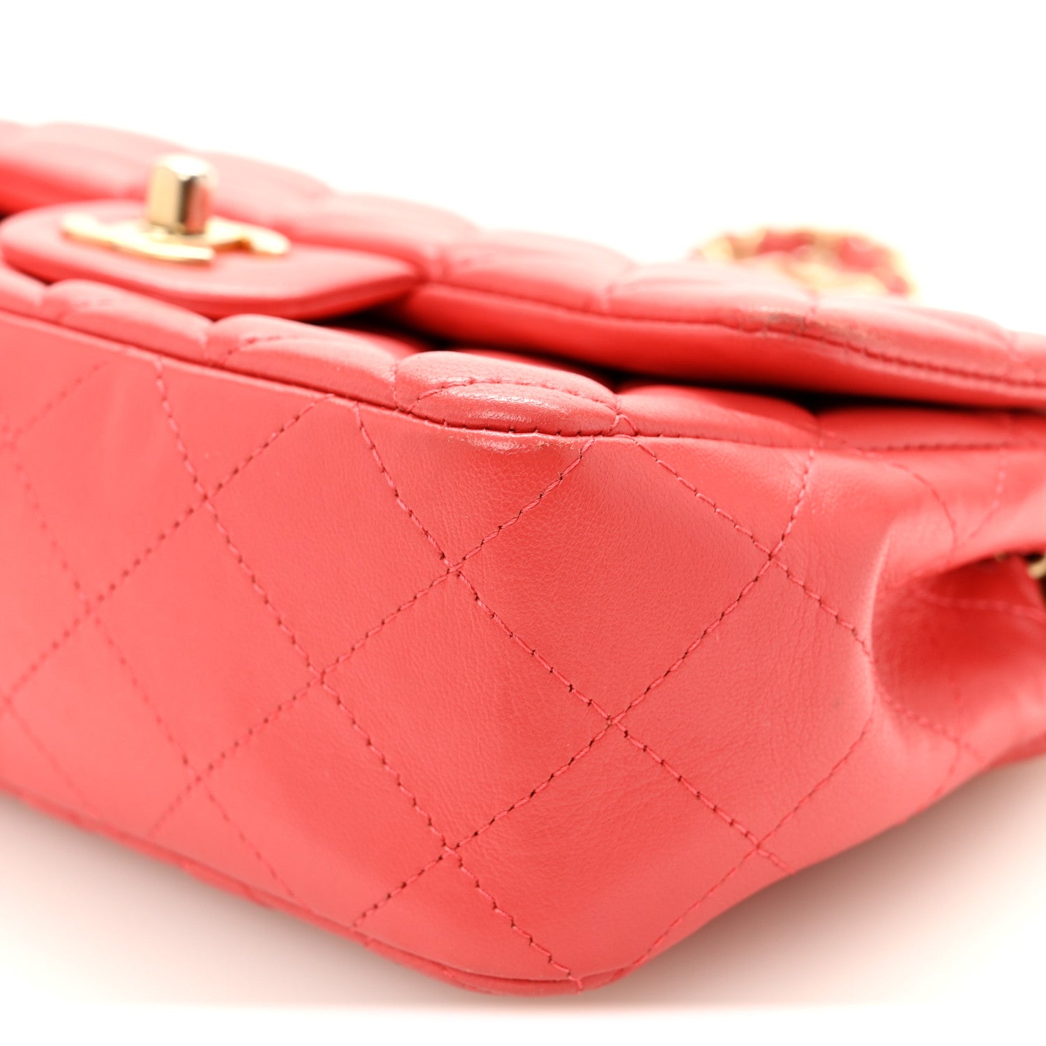 Chanel Lambskin Quilted Mini Rectangular Flap Red 10 of 12