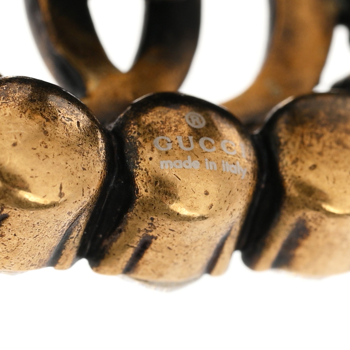 Metal Crystal Double G Clip On Earrings Aged Gold