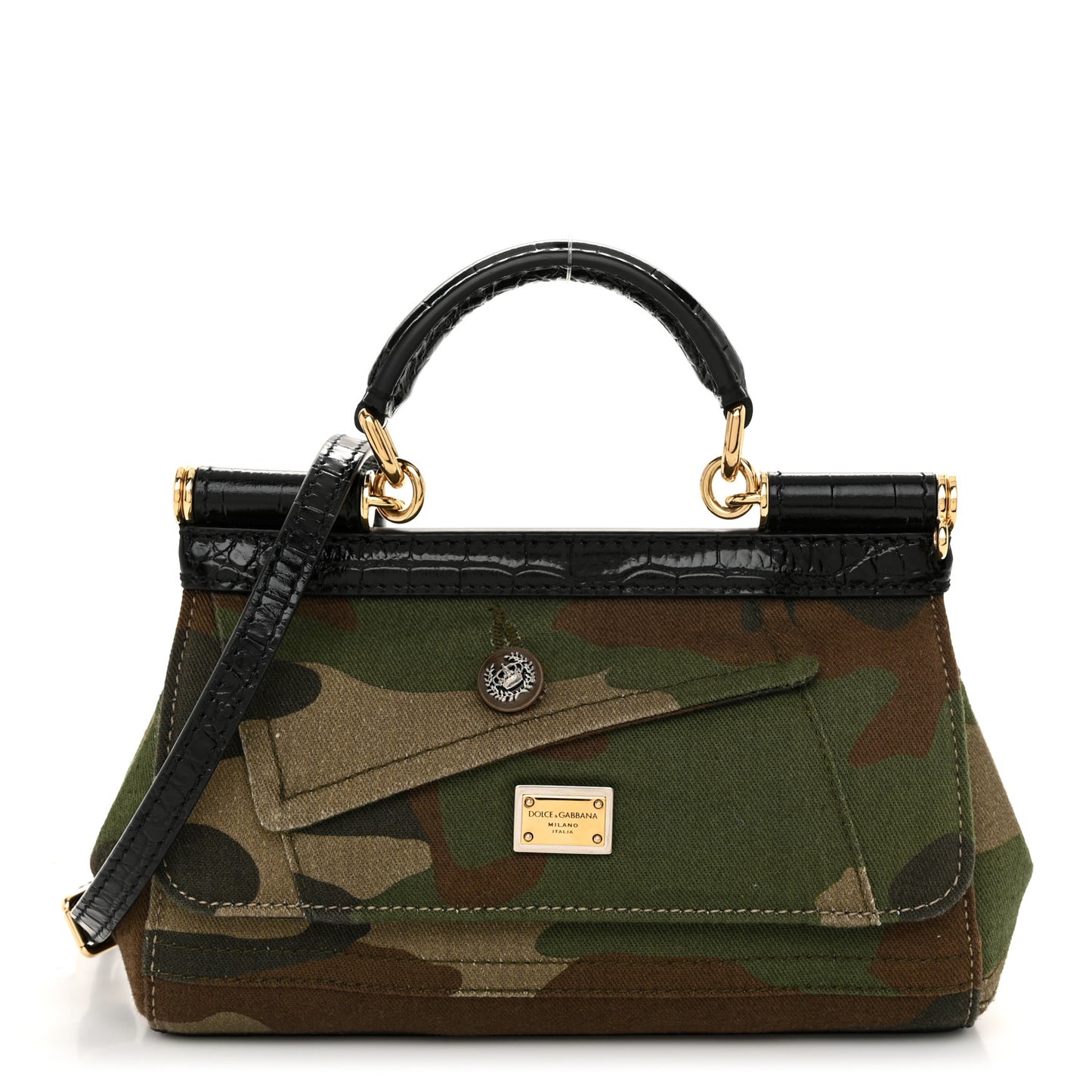 DOLCE &amp; GABBANA Cotton Camouflage Patchwork Small Sicily Multicolor