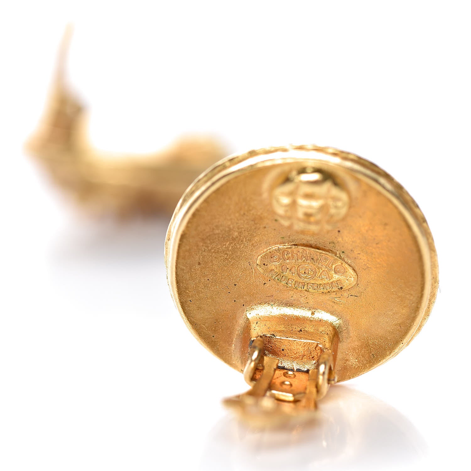 Chanel CC Button Clip On Earrings Gold 4 of 4