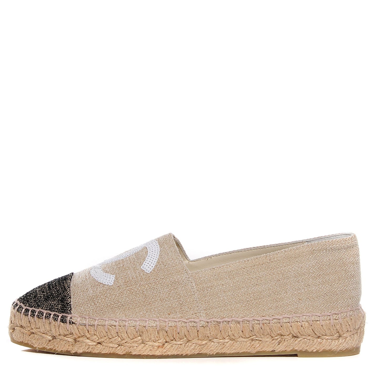 Toile Sequin CC Espadrilles 39 Beige Black