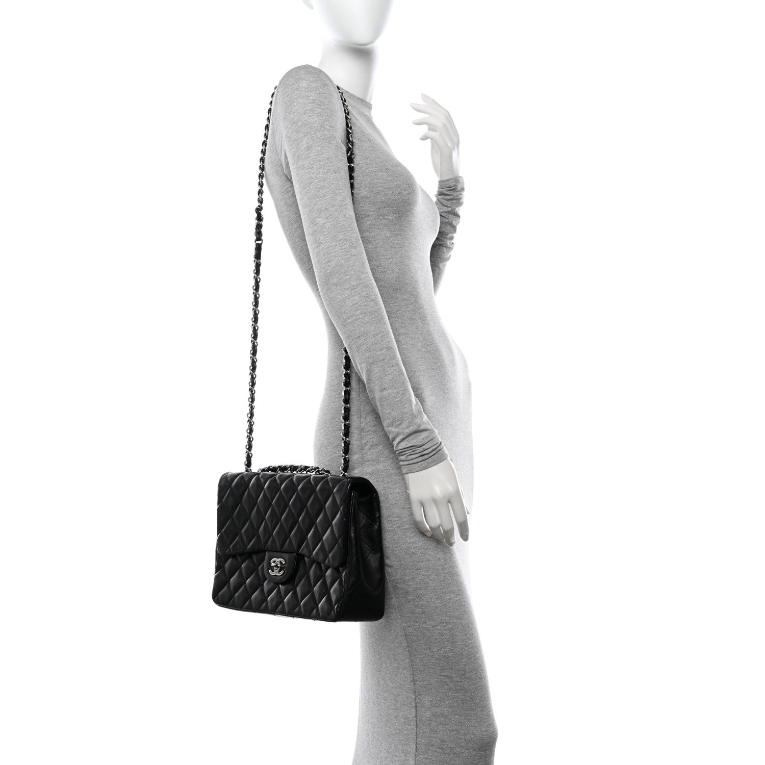 Chanel Lambskin Quilted Jumbo Single Flap Black 2 of 13