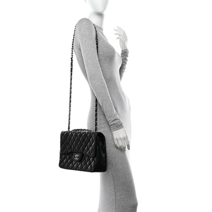 Chanel Lambskin Quilted Jumbo Single Flap Black 2 of 13