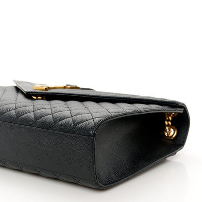 Saint Laurent Grain De Poudre Textured Mixed Matelasse Large Triquilt Monogram Satchel Black 11 of 11