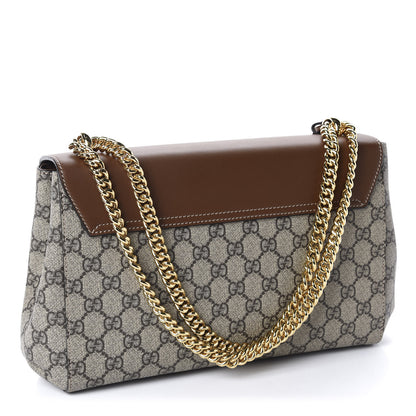 Gucci GG Supreme Monogram Calfskin Padlock Slip Pocket Shoulder Bag Beige Cuir 2 of 9
