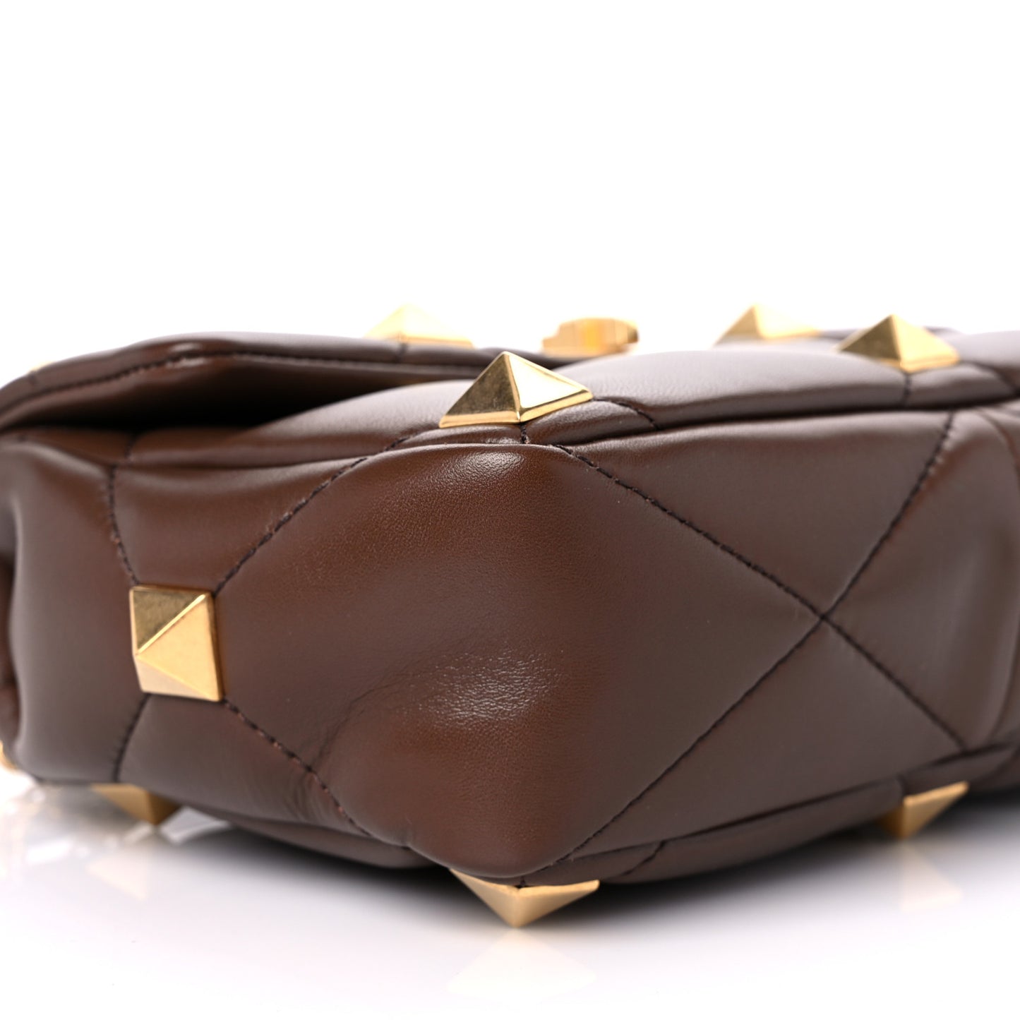 Nappa Medium Roman Stud Shoulder Bag Teak Brown