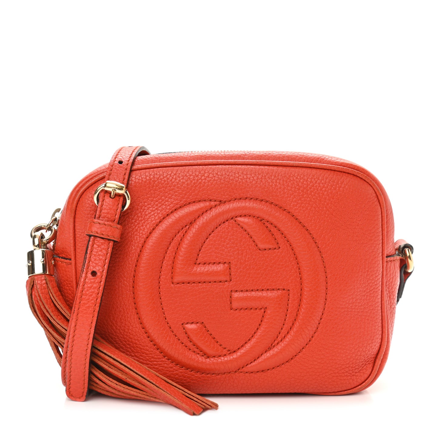 Pebbled Calfskin Small Soho Disco Bag Sun Orange