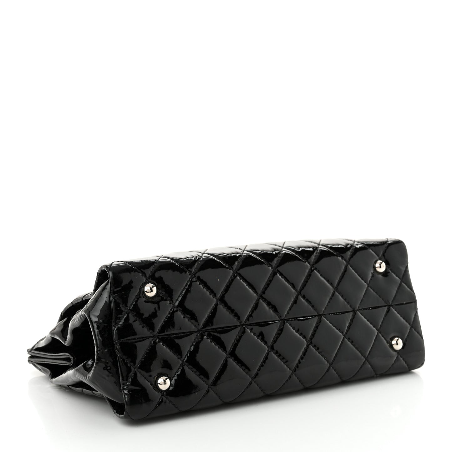 Patent Quilted Timeless CC Shopping Tote Black