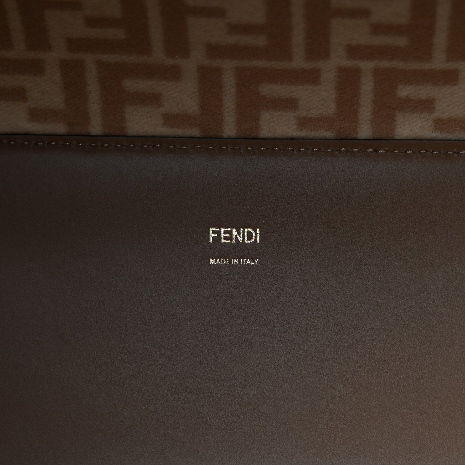 Fendi Flannel Vitello King Wool Plexiglass FF Logo Embroidered Medium Fendi Sunshine Shopper Tote Brown 8 of 9