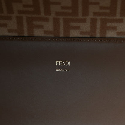 Fendi Flannel Vitello King Wool Plexiglass FF Logo Embroidered Medium Fendi Sunshine Shopper Tote Brown 8 of 9