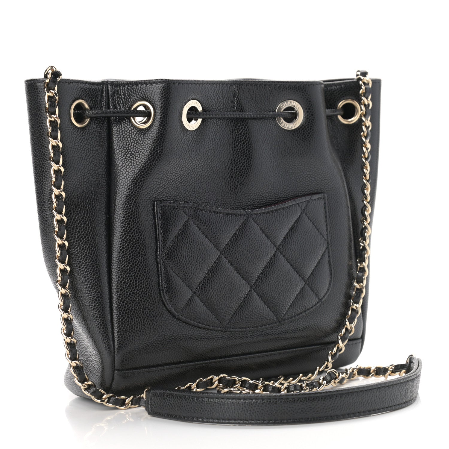 Chanel Caviar Quilted CC Pocket Bucket Bag Black 3 of 11