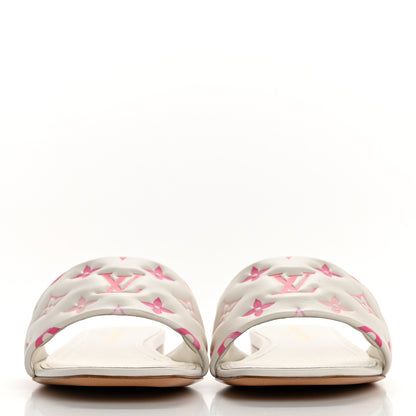 Louis Vuitton Lambskin Embossed Monogram By The Pool Revival Flat Mules 39.5 White Pink 3 of 9