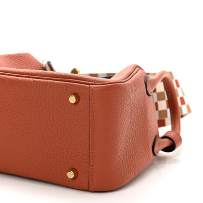 Hermes Taurillon Clemence Maxi Quadrille Mini Lindy 20 Cuivre Chai Nata Bleu Brume 9 of 10