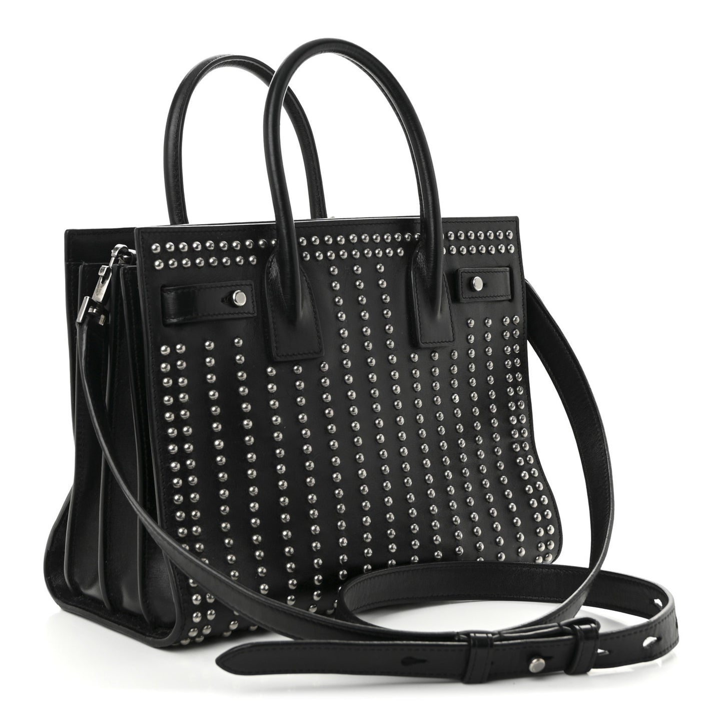 Smooth Calfskin Studded Small Sac De Jour Black