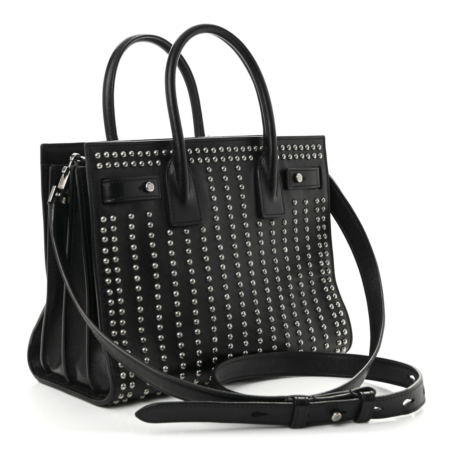 Saint Laurent Smooth Calfskin Studded Small Sac De Jour Black 3 of 9