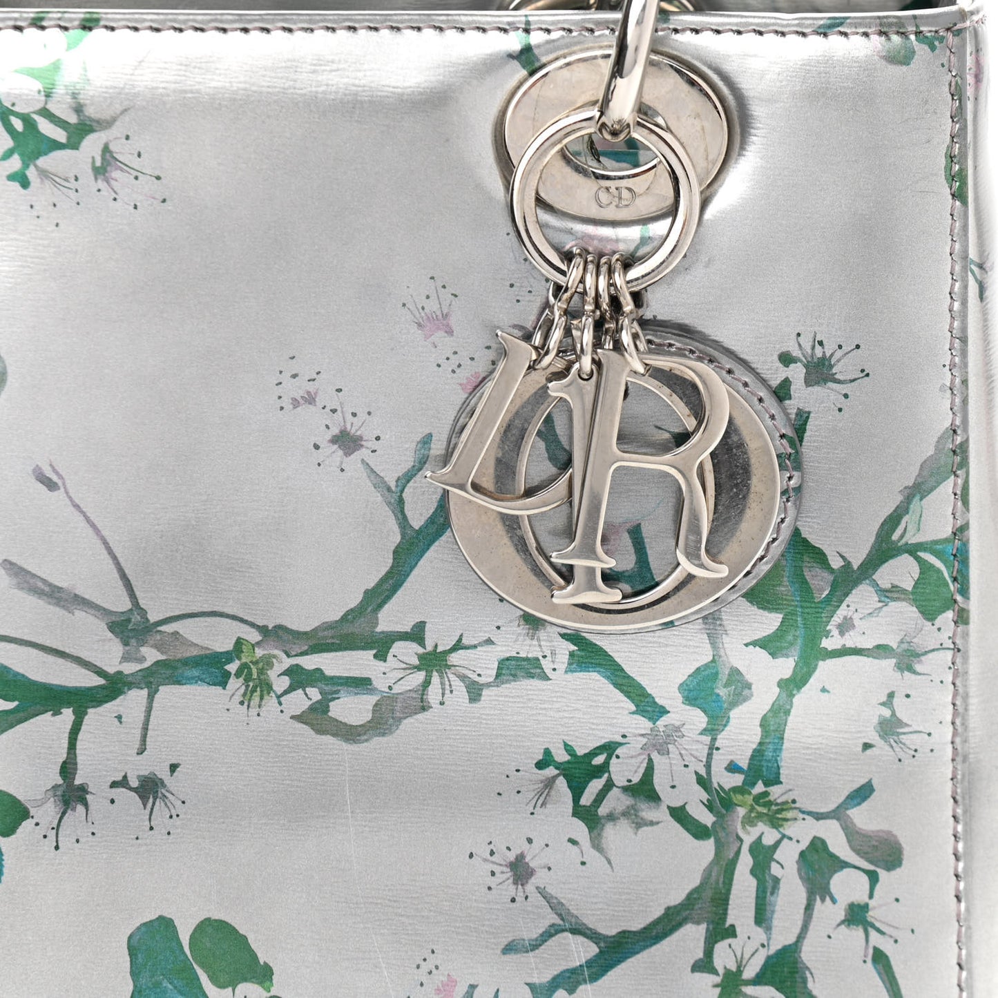 Metallic Patent Floral Printed Medium Lady Dior