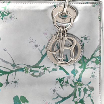 Christian Dior Metallic Patent Floral Printed Medium Lady Dior 8 of 11