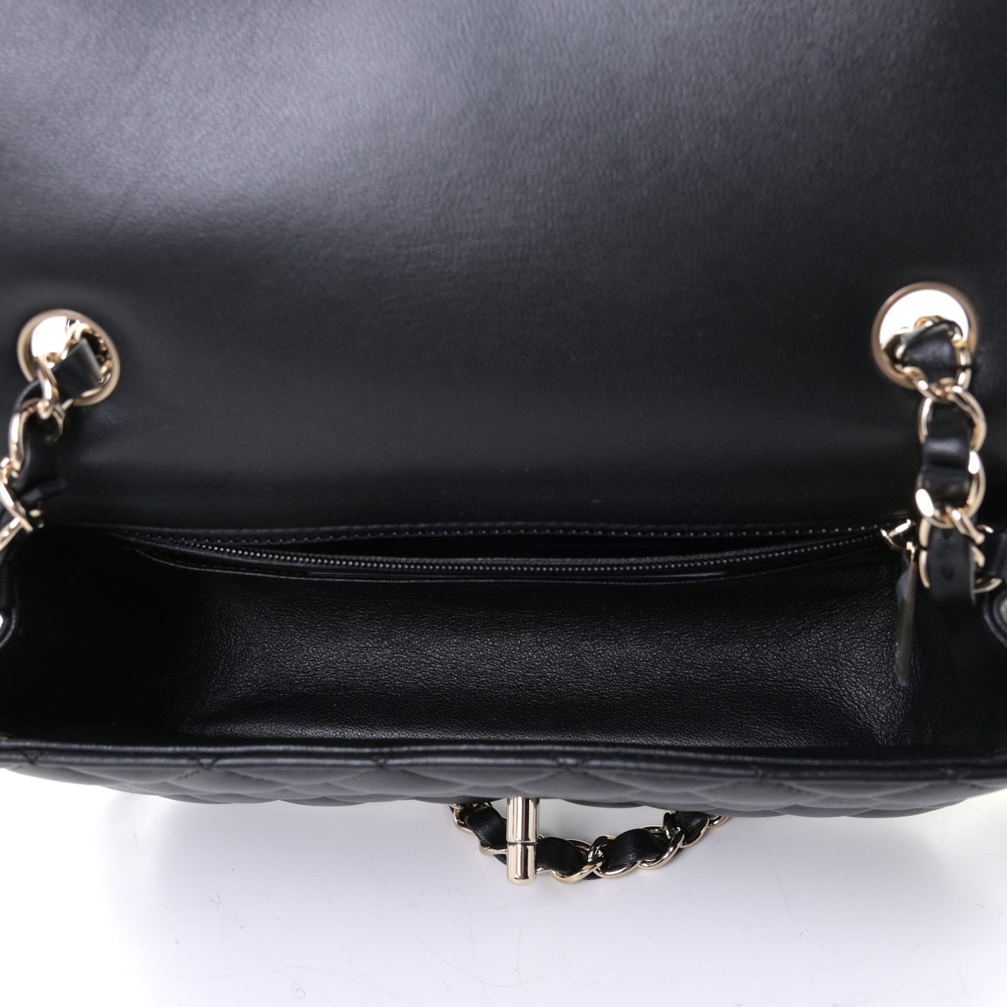 Lambskin Quilted Mini Rectangular Flap Black