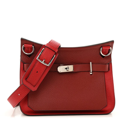 Hermes Taurillon Clemence Bi-Color Jypsiere 31 Rouge H Rouge Casaque 1 of 15