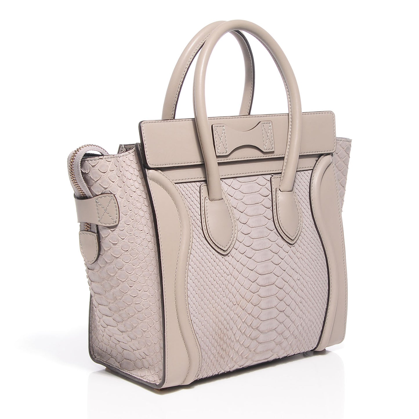 Python Smooth Calfskin Micro Luggage Pearl
