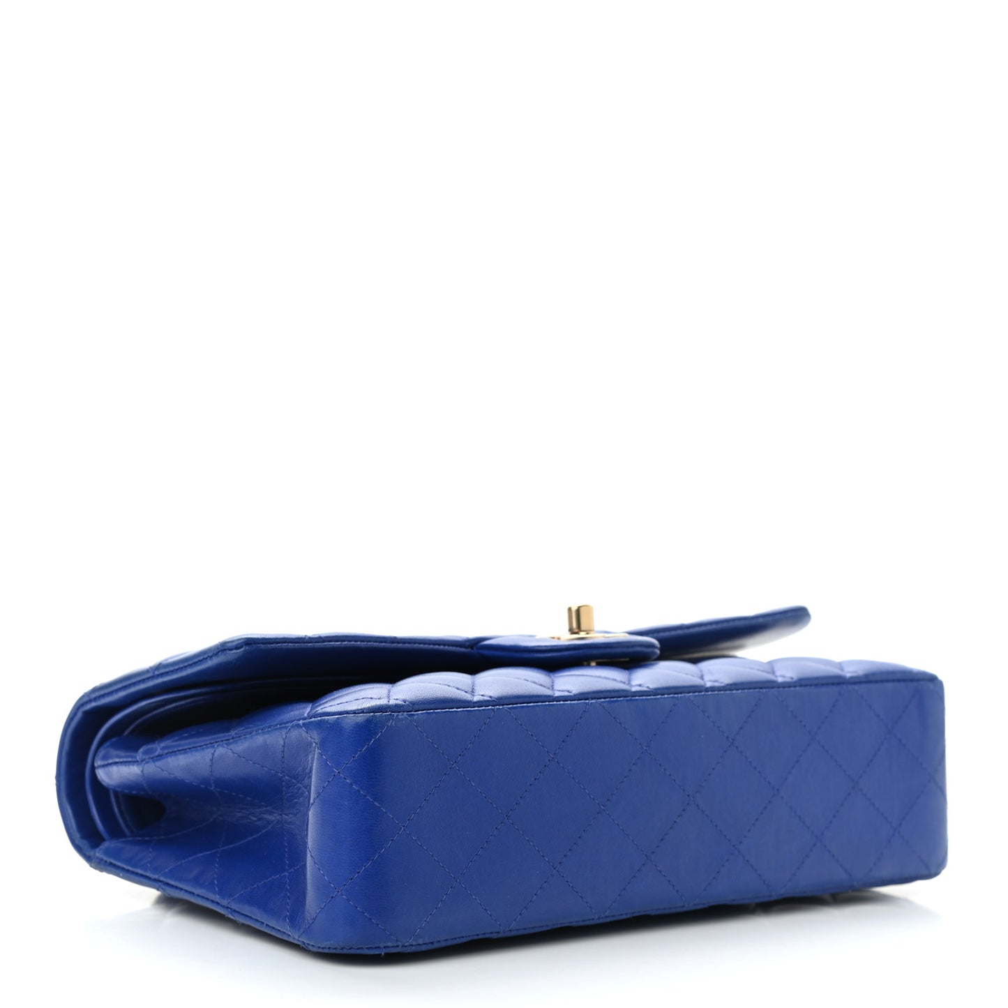 Lambskin Quilted Medium Double Flap Blue