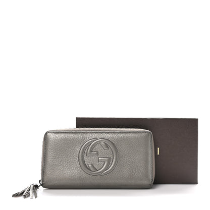 Gucci Metallic Pebbled Calfskin Soho Zip Around Wallet Sasso 11 of 11