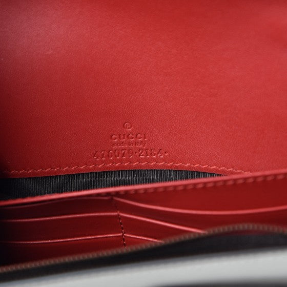 Calfskin Queen Margaret Chain Wallet Blue Agata Hibiscus Red Mystic White