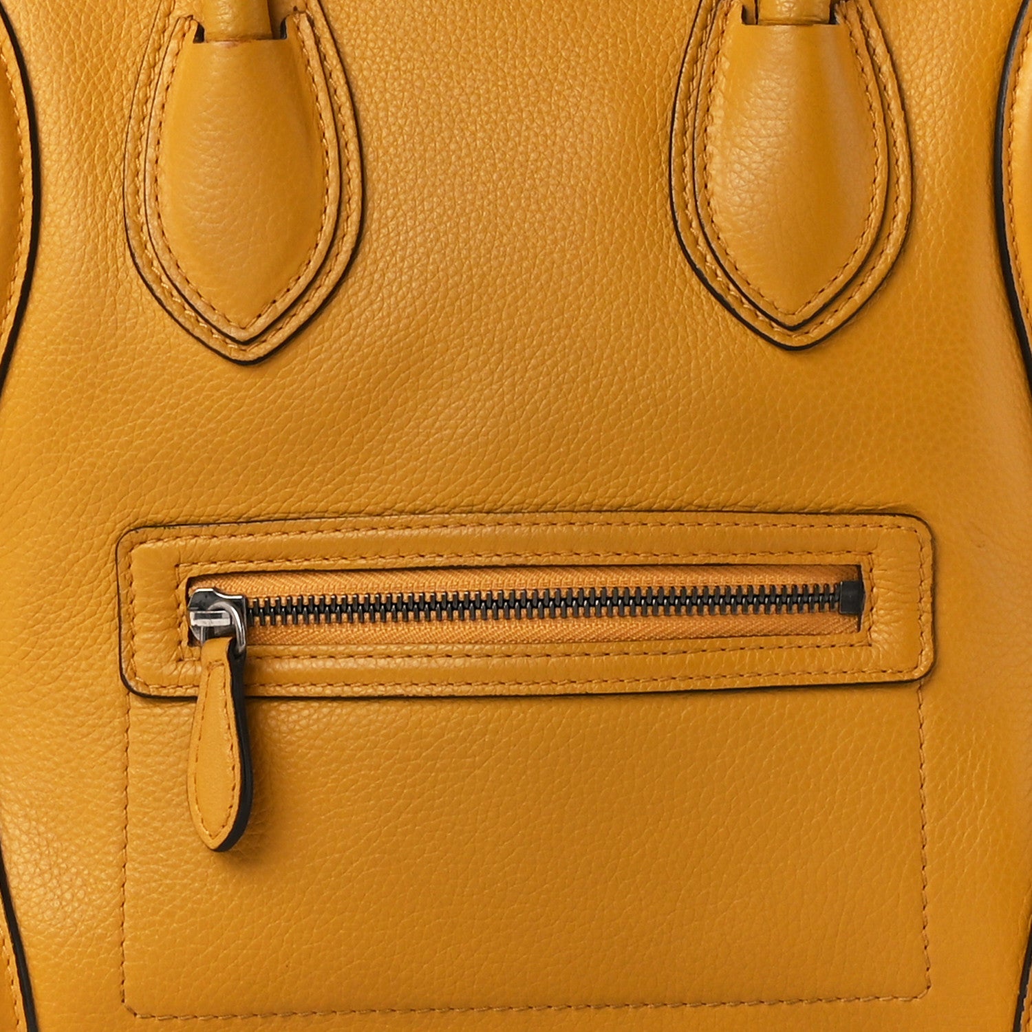 Celine Drummed Calfskin Mini Luggage Ocre 8 of 17