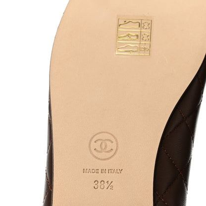 Chanel Lambskin Quilted CC Cap Toe Ballerina Flats 38.5 Dark Brown 7 of 10