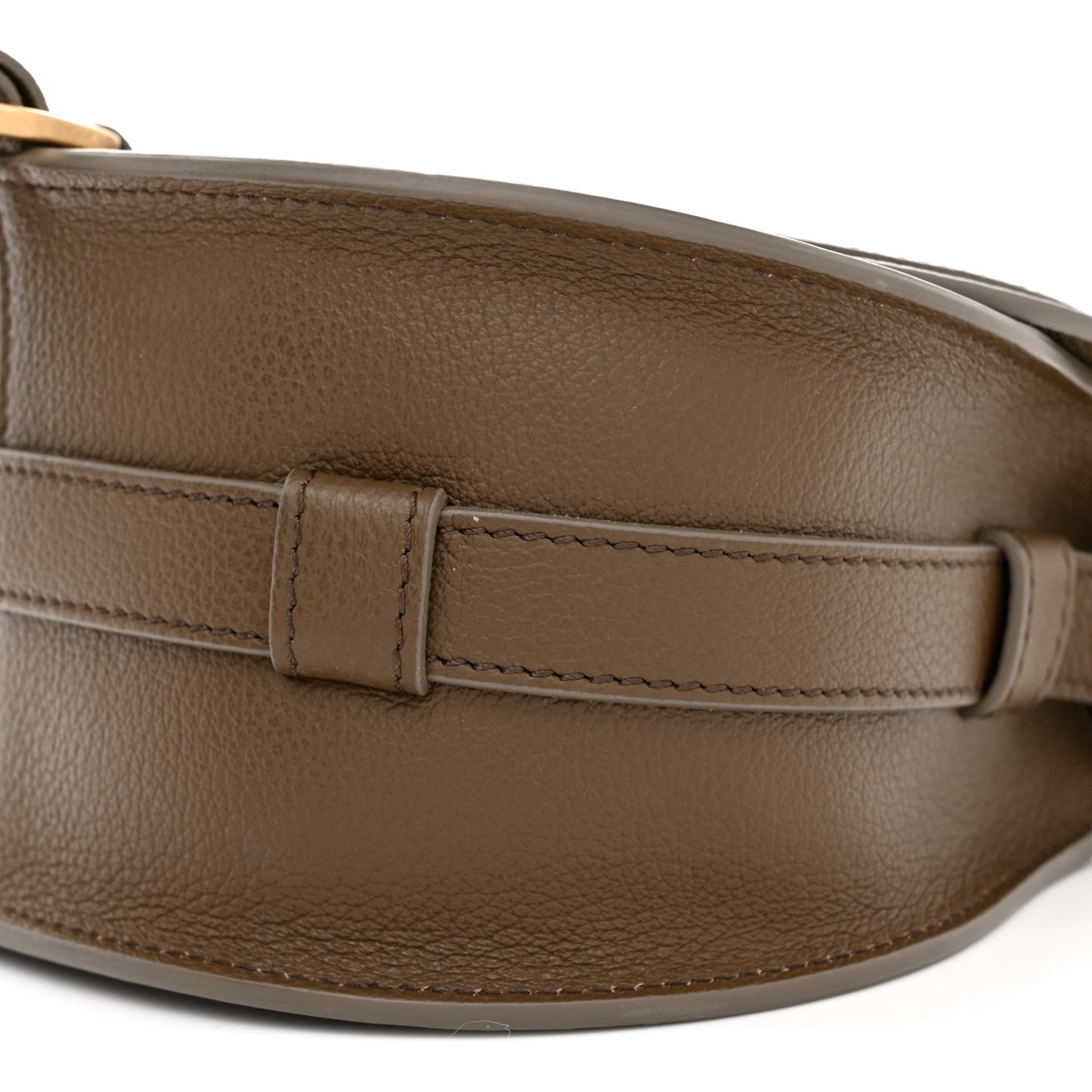 Grained Calfskin Small Marcie Saddle Bag Dark Khaki