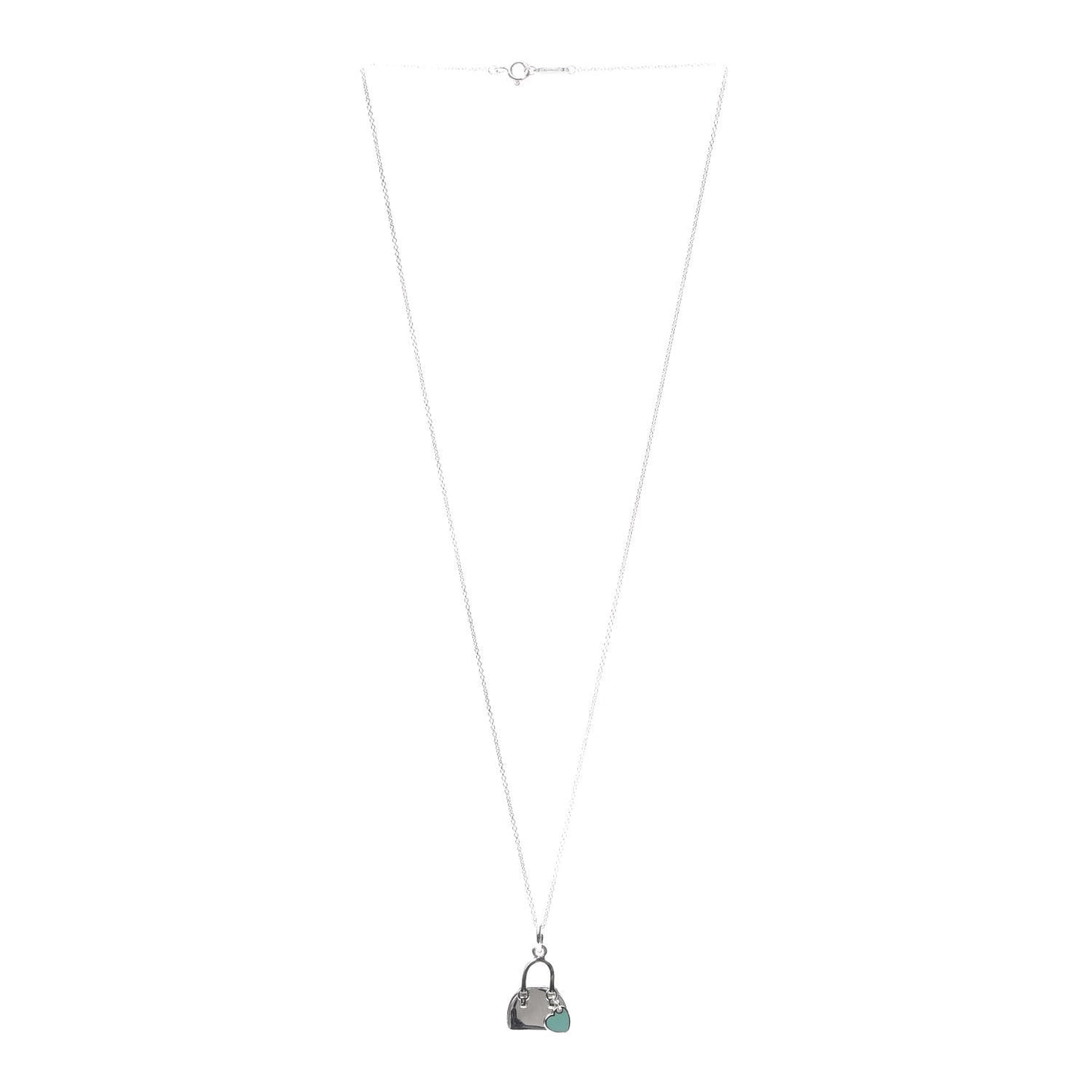 Sterling Silver Enamel Handbag Charm Necklace Blue