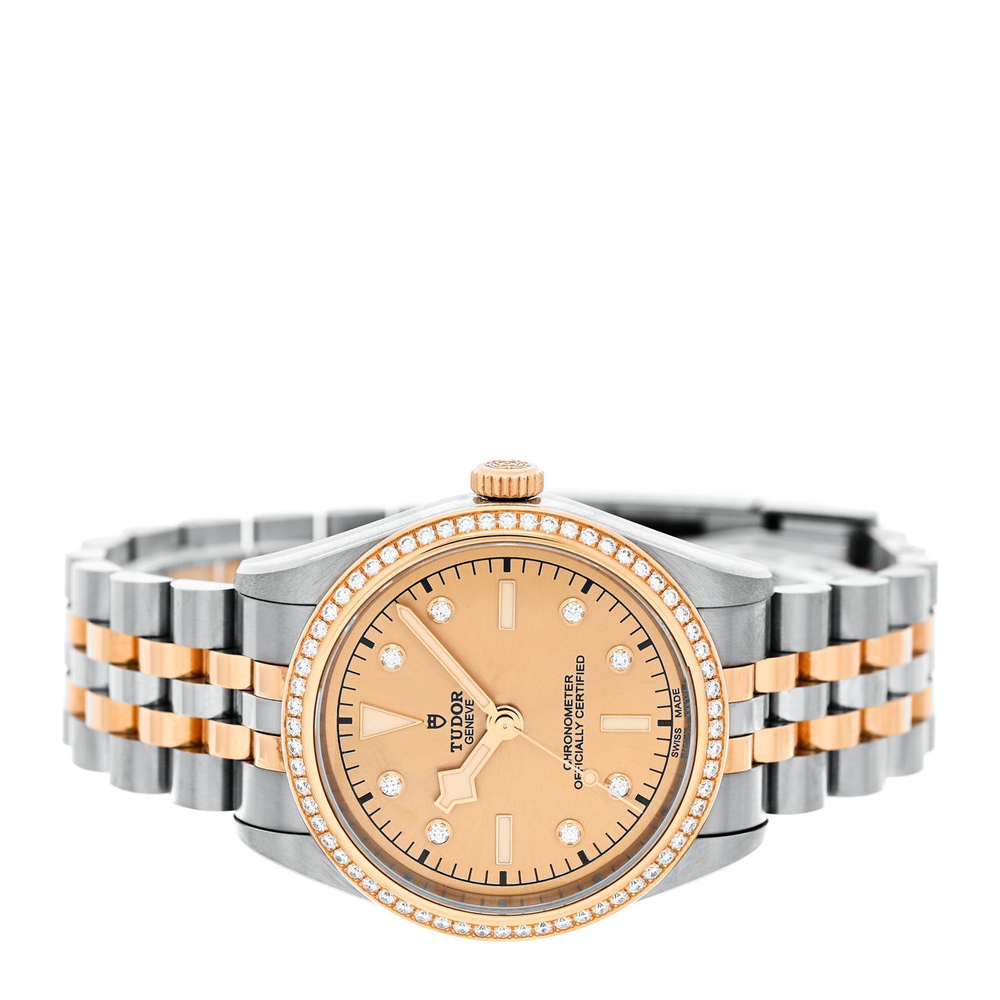 Stainless Steel 18K Yellow Gold Diamond Bezel 36mm Black Bay Automatic Watch Champagne 79653