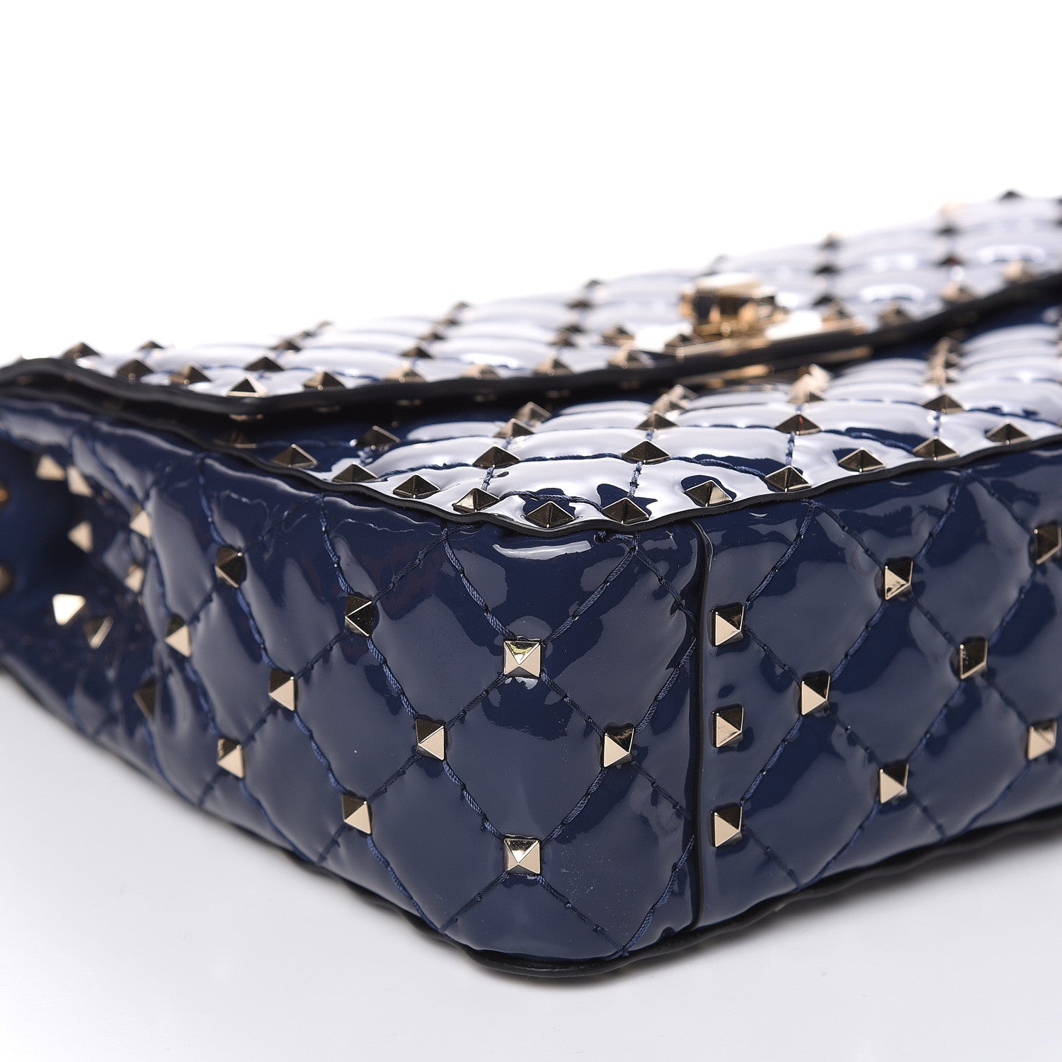 Valentino Garavani Patent Medium Rockstud Spike Shoulder Bag Pure Blue 7 of 10