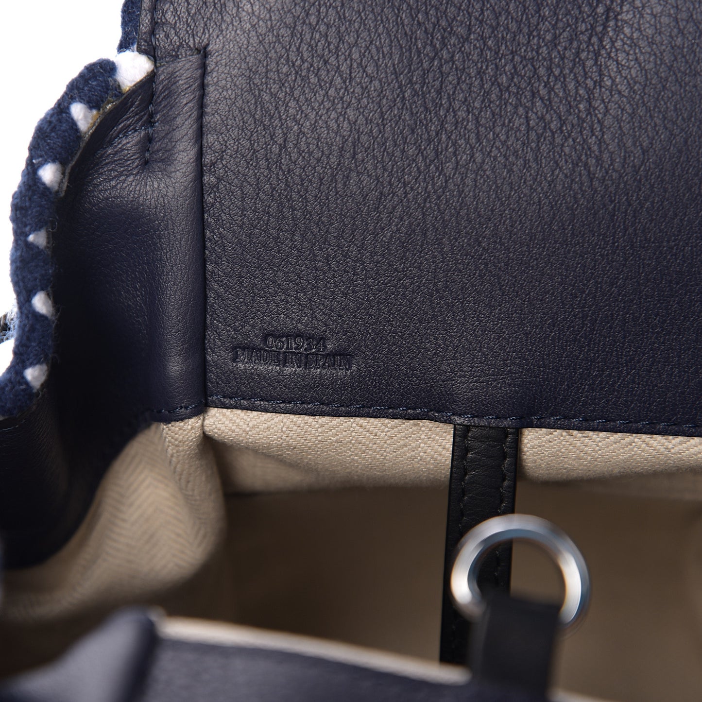 Calfskin Crochet Trim Hammock Shoulder Bag Marine Black