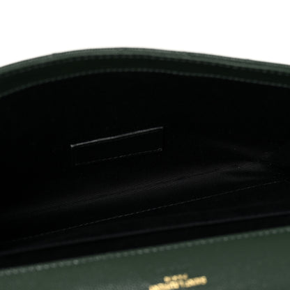 Saint Laurent Grain De Poudre Textured Mixed Matelasse Triquilt Monogram Clutch Vert Fonce 5 of 13