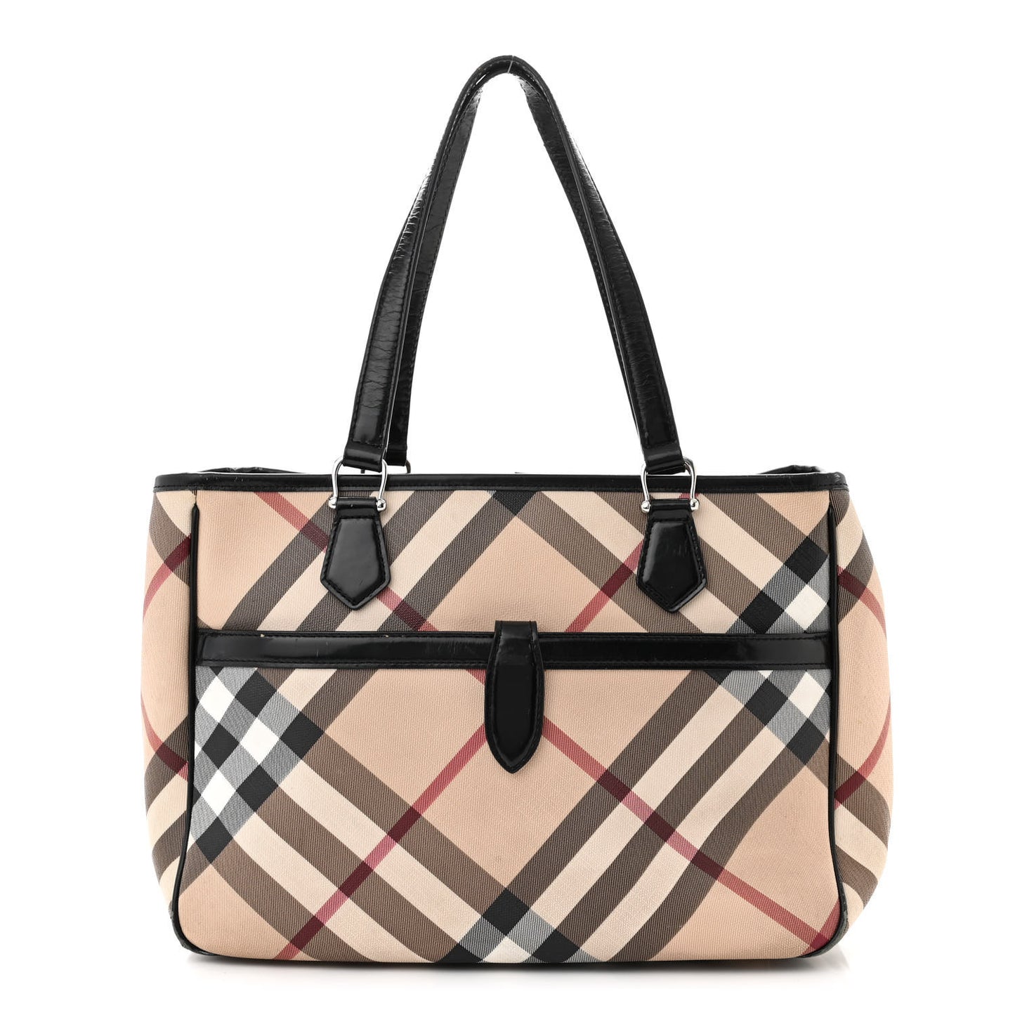 Patent Trim Nova Check Tote Black