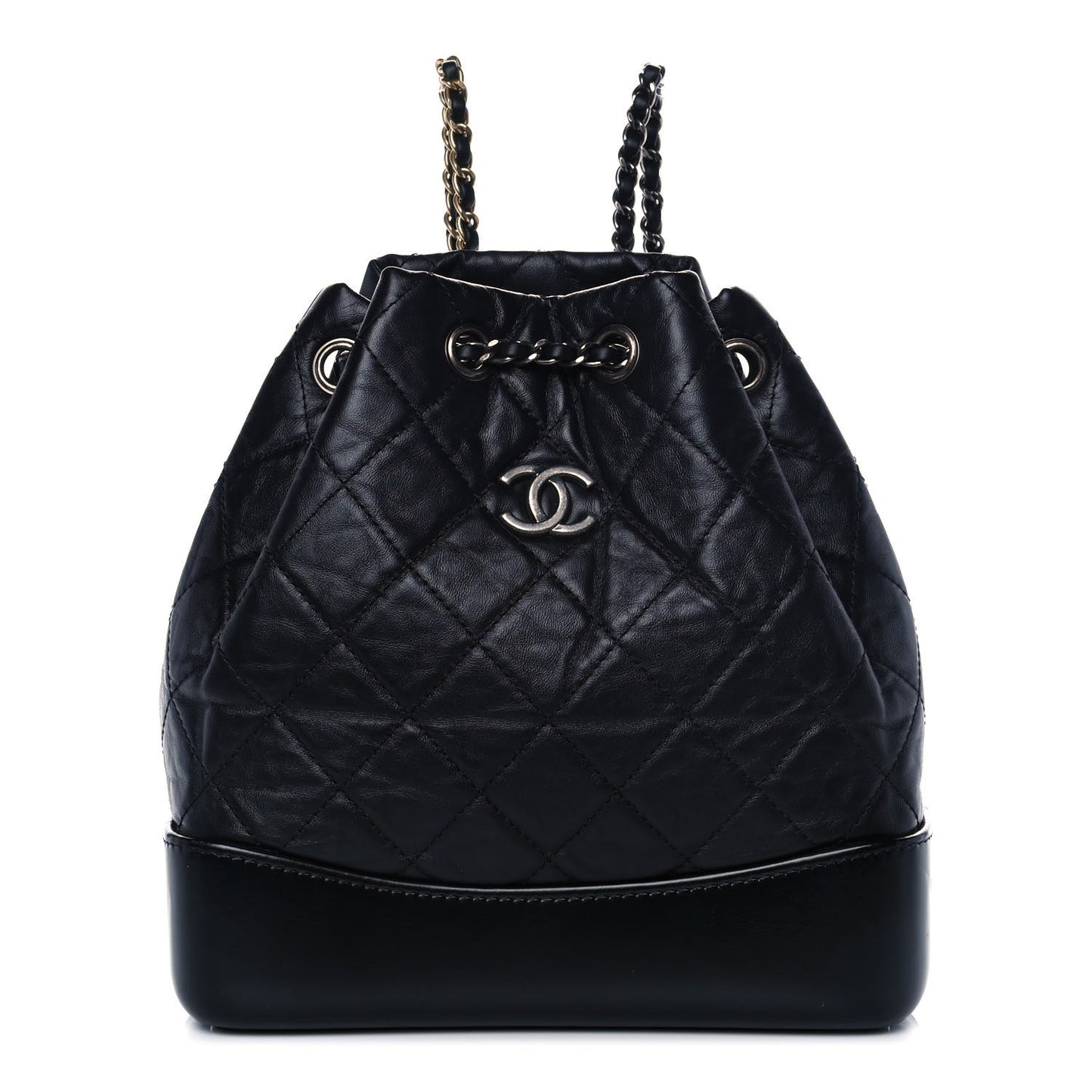 Aged Calfskin Quilted Small Gabrielle Backpack Black
