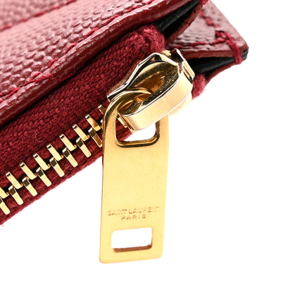 Saint Laurent Grain De Poudre Matelasse Chevron Monogram Fragments Zippered Card Case Opyum Red 7 of 10