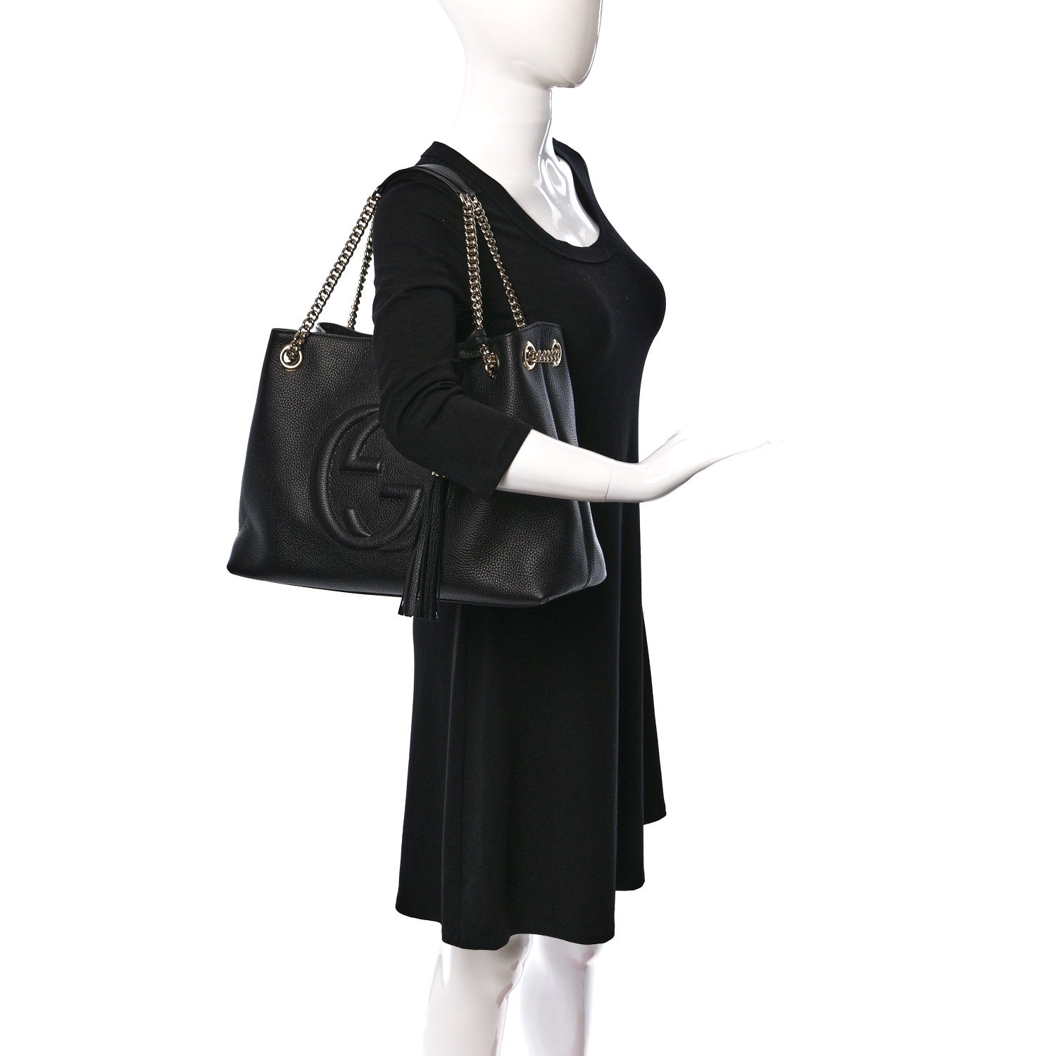 Gucci Pebbled Calfskin Medium Soho Chain Shoulder Bag Black 2 of 10